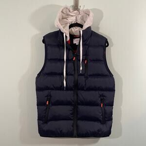 SWIMS Men Navy Full Zip Nylon Helg Hoodie Puffer Vest Size M